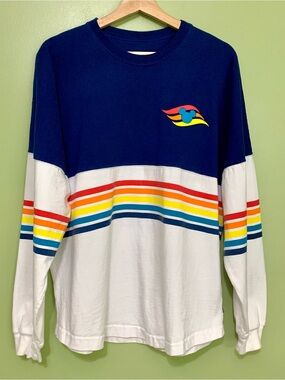 Disney Cruise Line Spirit Jersey Medium Rainbow Stripe Nautical Retro Iconic